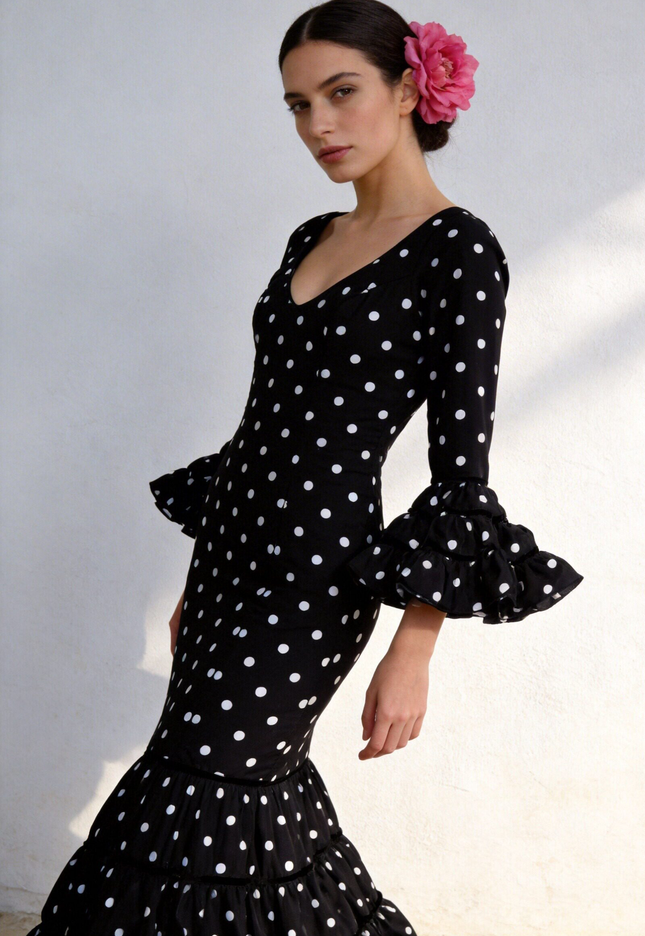 TRAJE FLAMENCA SRA ROSALÍA LUNARES PEQUEÑOS