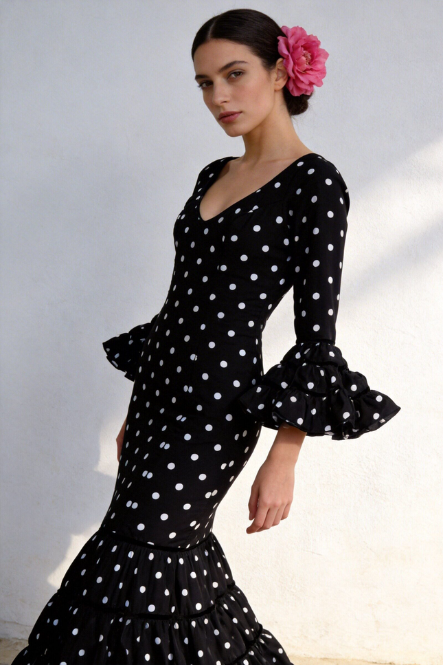 TRAJE FLAMENCA SRA ROSALÍA LUNARES PEQUEÑOS