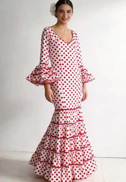 TRAJE FLAMENCA SRA ROSALÍA LUNARES MEDIANOS