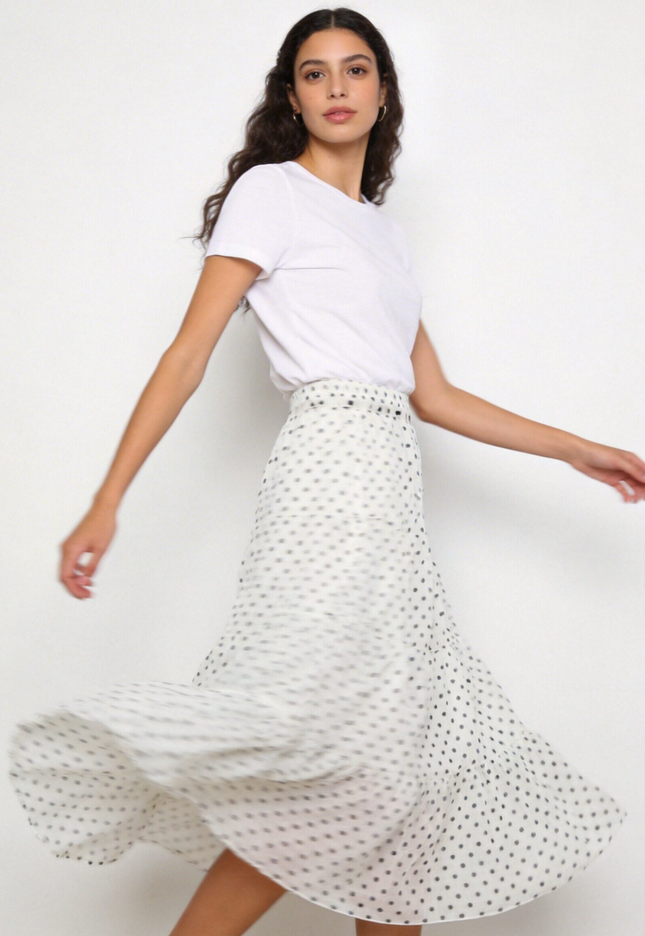 FALDA ARMONIAS MIDI LUNARES