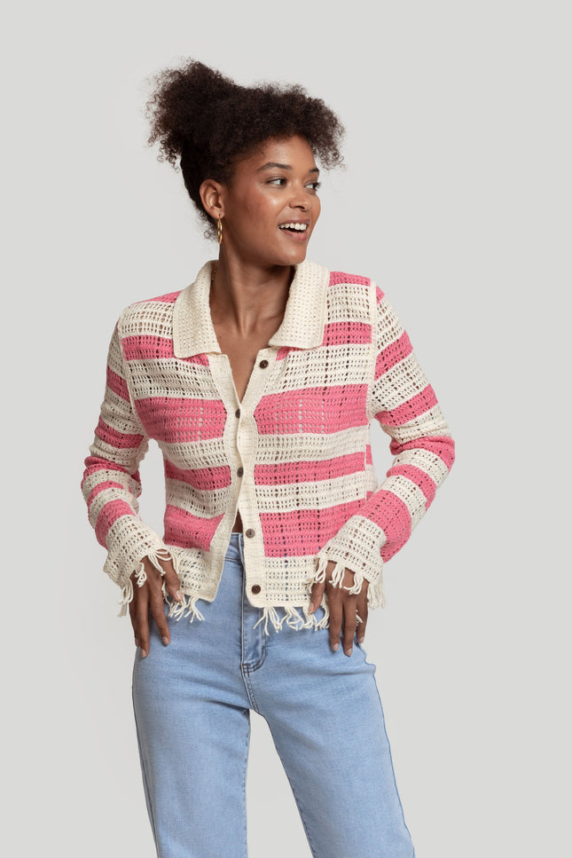 CARDIGAN COM FRANJAS ARMONIAS