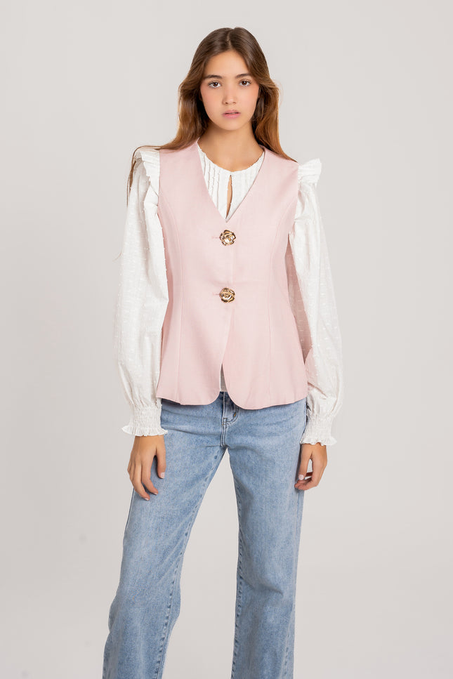 CHALECO ARMONIAS BOTÓN FLOR