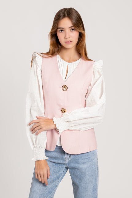 CHALECO ARMONIAS BOTÓN FLOR