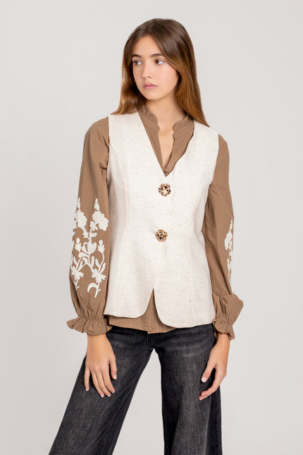 CHALECO ARMONIAS BOTÓN FLOR