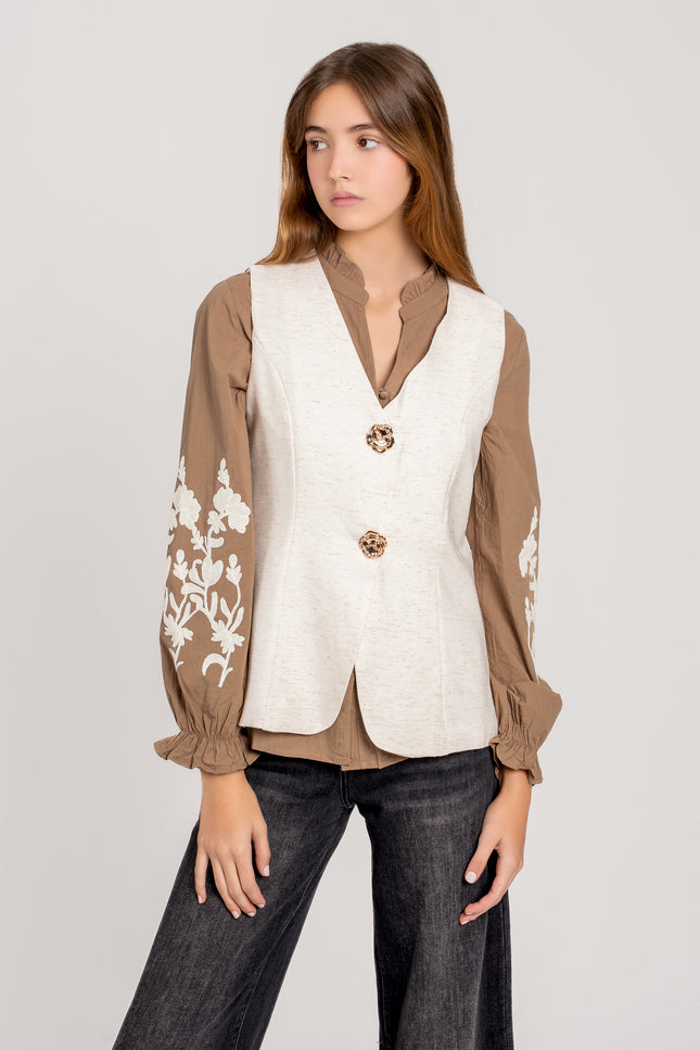 CHALECO ARMONIAS BOTÓN FLOR